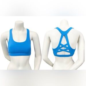 Vital Apparel Blue Strappy Sports Bra Size Small Medium Support Athletic